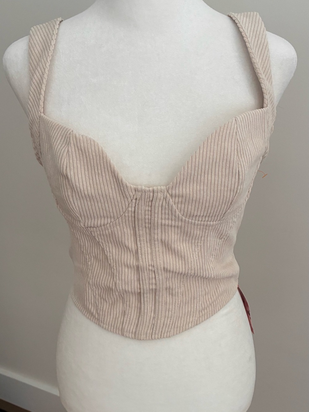 Women’s Beige Corduroy Bustier Tank Top XS